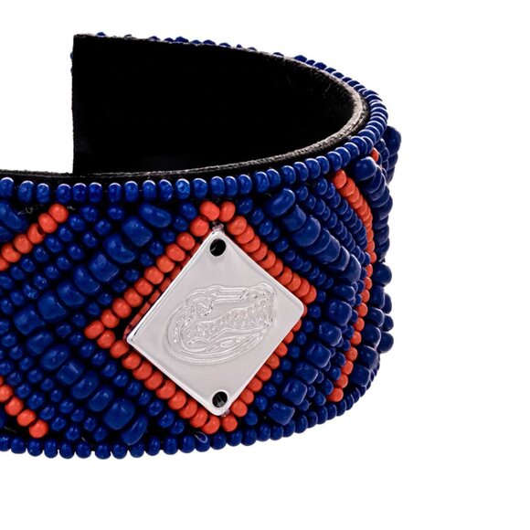 University of Florida Gators Bracelet NEW Hand Beaded Cuff Blue Orange Silver - Picture 6 of 8